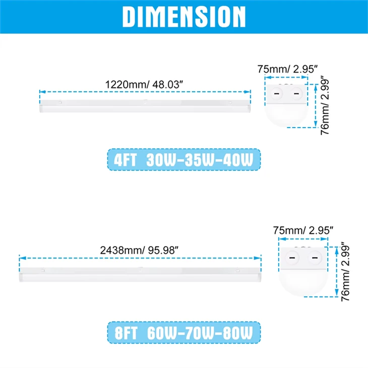 36W 40W IP65 LED Batten Light Waterproof Integrated Linear Tube Lamp for Warehouse Parking Food Factory price