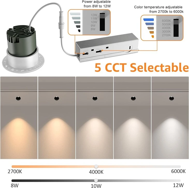 LED Round Recessed Light 5 CCT 2700K-6000K factory