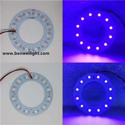 12W UV 보라색 365nm~395nm~420nm~440nm 파란색 LED 램프 조명 +드라이버 +138mm 경화
