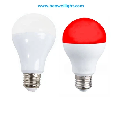 빨간색 LED 전구, 60W 상당, A19 E26 베이스, 12월 크리스마스용.