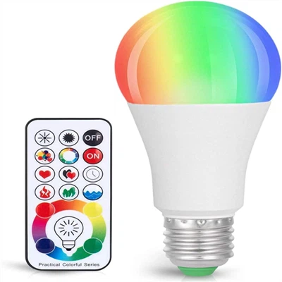 색상 변경 전구, 820LM 밝기 조절 가능 E26 10W RGB