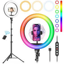 LED 링라이트 조도 조절이 가능한 데스크탑 램프 40색 RGB 키 큰 원형 조명