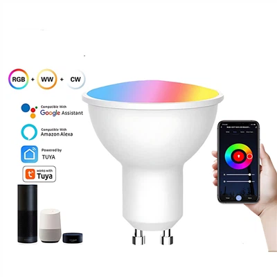 스마트 센서 RGB CW LED 전구: 5-9W, GU10/MR16, 음성/WiFi/블루투스 조광